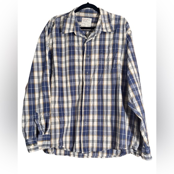 Wrangler Blue and White Casual Button Down Shirt - Picture 1 of 3